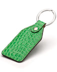 Rectangular leather key fob, emerald croc, back