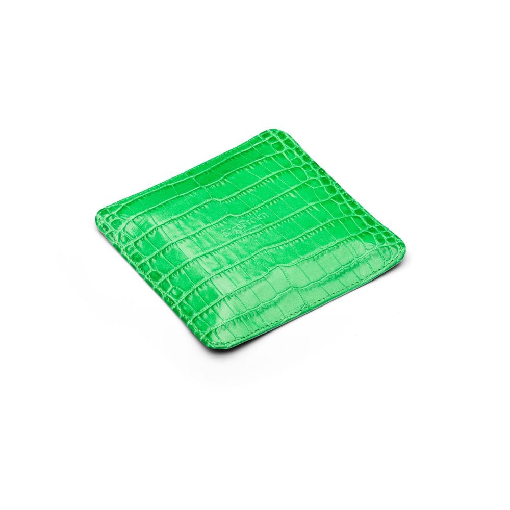 Small leather valet tray, emerald croc, flat base