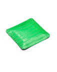 Small leather valet tray, emerald croc, flat base