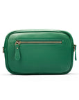 Leather cross body camera bag, emerald green, back