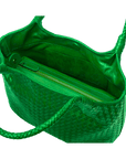 Woven leather shoulder bag, emerald green, inside