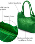 Anya Woven Leather Shoulder Bag - Emerald Green