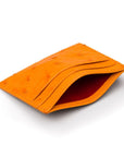 Flat ostrich leather credit card case, orange ostrich leather, front