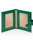 Mini leather passport photo frame, emerald green, 60 x 40mm, inside