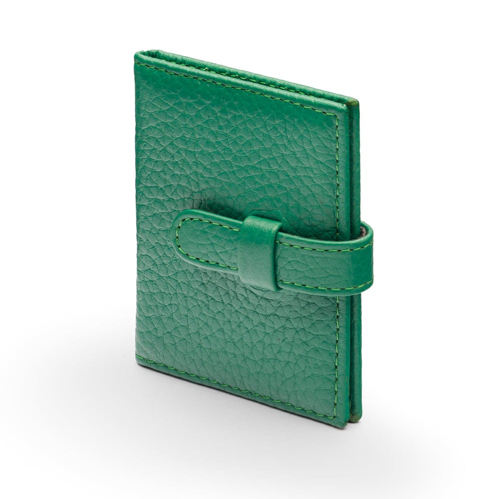 Mini leather passport photo frame, emerald green, 60 x 40mm, side
