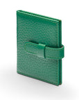 Mini leather passport photo frame, emerald green, 60 x 40mm, side