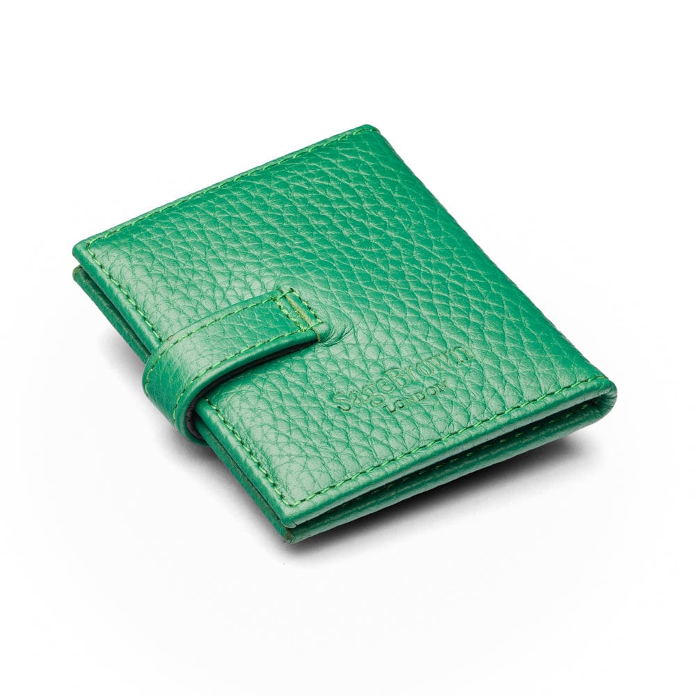 Mini leather passport photo frame, emerald green, 60 x 40mm, back