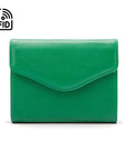 RFID Large leather purse with 15 CC, emerald, front