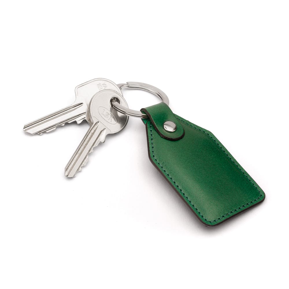 Rectangular leather key fob, emerald, front