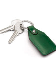 Rectangular leather key fob, emerald, front