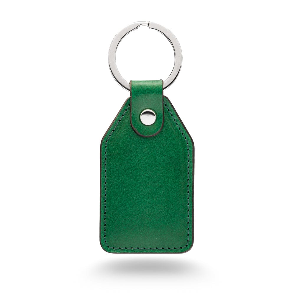 Rectangular leather key fob, emerald, front