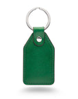 Rectangular leather key fob, emerald, front