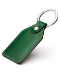 Rectangular leather key fob, emerald, back