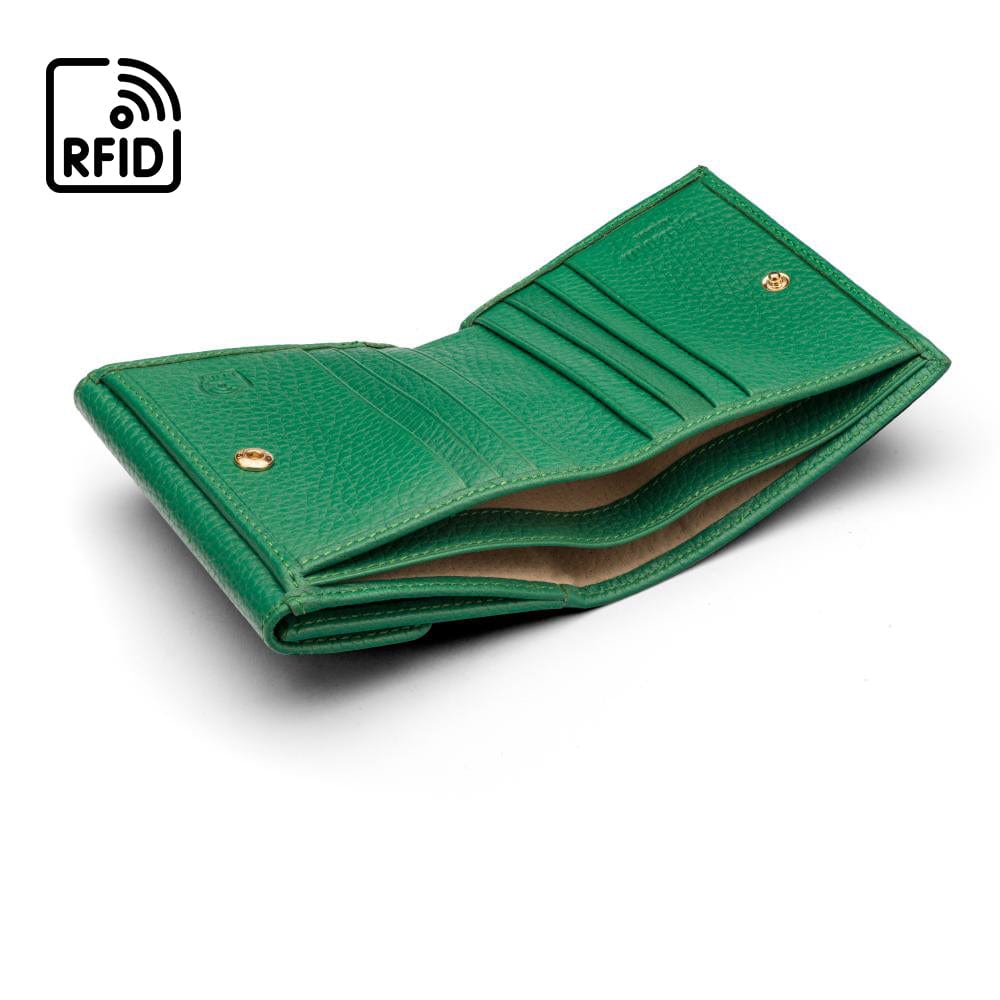 RFID leather purse, emerald, inside