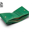 RFID leather purse, emerald, inside