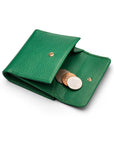 RFID leather purse, emerald, coin purse open