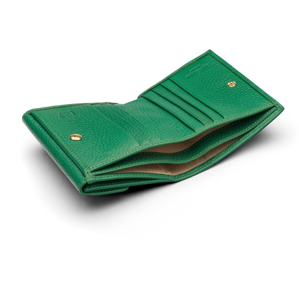 RFID leather purse, emerald, inside view