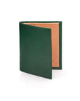 Two-tone compact leather billfold wallet 4 CC, emerald, front