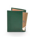 Two-tone compact leather billfold wallet 4 CC, emerald, back