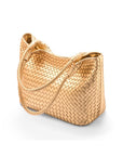 Woven leather shoulder bag, gold