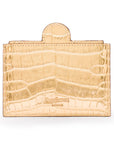 Compact leather mirror, gold croc, back