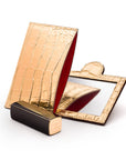 Compact leather mirror, gold croc