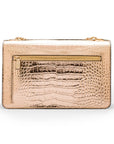 Leather chain bag, gold croc, back