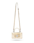 Luxury Leather Maya Top Handle Crossbody Bag, Gold Croc Effect, with long shoulder strap