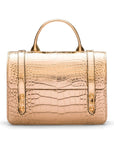 Mini music bag, gold croc, front view