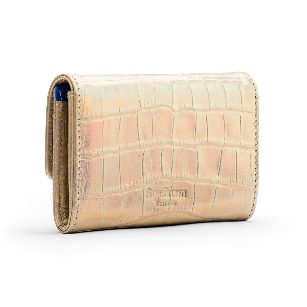 Small leather concertina purse, gold croc, back