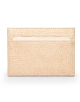 Flat leather credit card wallet 4 CC, gold pebble grain, front