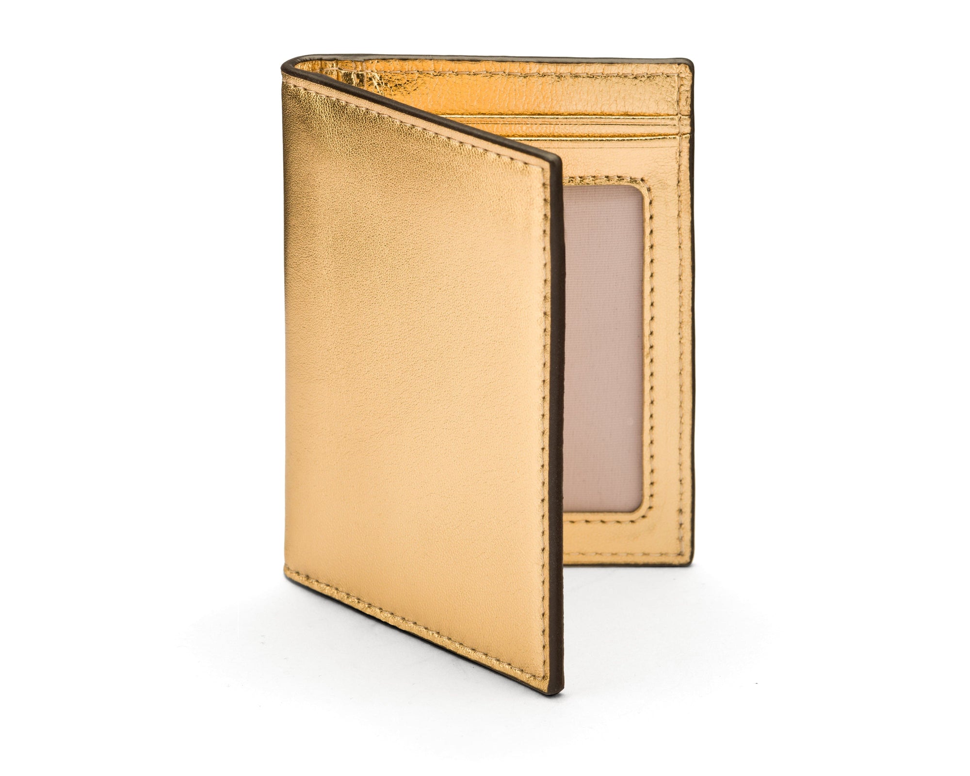 RFID Credit Card Wallet in gold leather, front