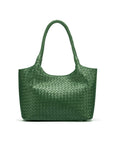 Woven leather bag, green, front