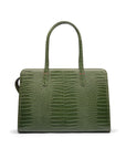 Ladies' leather 15" laptop handbag, green croc, front