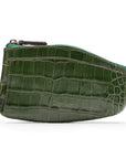 Large leather key case, green croc, back