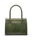 Large leather Morgan bag, green croc, back