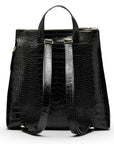 Leather 13" laptop backpack, black croc, back