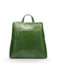 Leather 13" laptop backpack, green croc, front