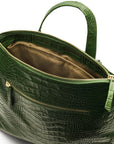 Leather 13" laptop backpack, green croc, inside