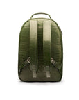 Men's leather 15" laptop backpack, green croc, back view