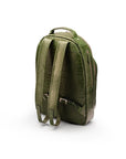 Men's leather 15" laptop backpack, green croc, back