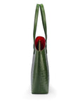 Luxury Leather Tote Bag and Shopper, Green Croc, side
