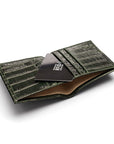 RFID compact leather billfold wallet 4 CC, green croc, inside