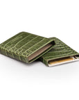 Pull apart business card holder, green croc, inside