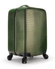 Small leather suitcase, green croc, side view