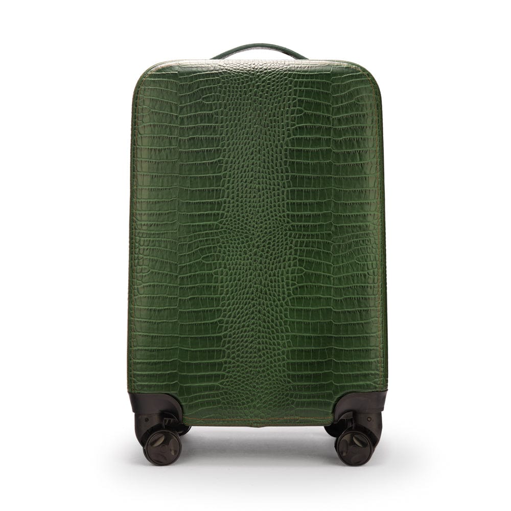 Small leather suitcase, green croc, front