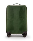 Small leather suitcase, green croc, front