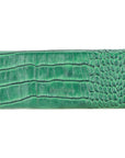 Triangular leather glasses case, green croc. back