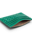Flat woven leather card holder, green, inside