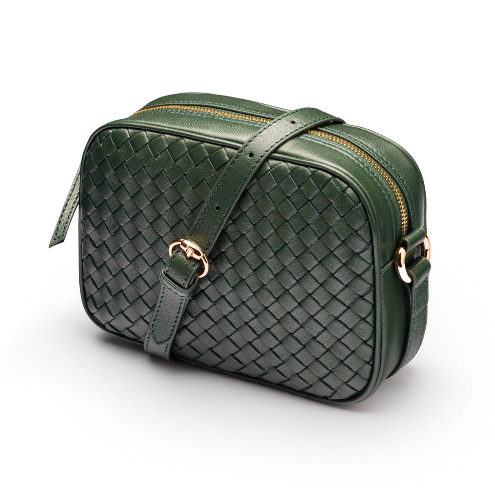 Ivy woven camera bag, green, front